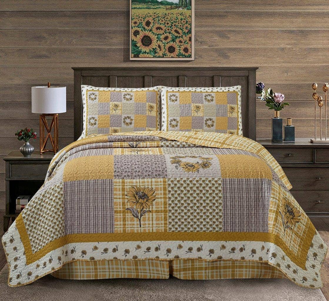Duke Imports - Wholesale Bedding Set - "Sunshine" 3-Piece Designer Microfiber Quilt Set1