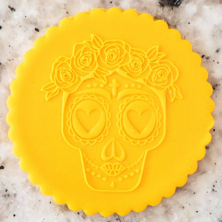 Bolacha Biscoito Floral Caveira PopUp Selo Halloween por atacado de Cut Bake Stamp