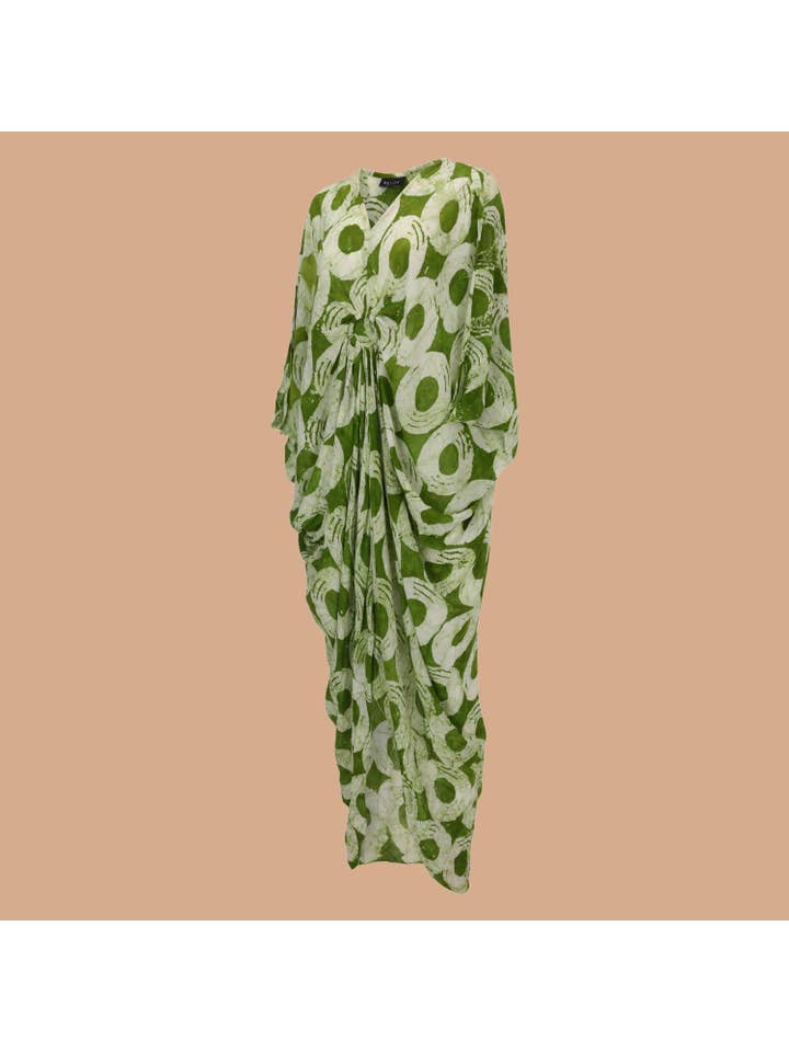 Besida - Wholesale Kaftan - Women's - Dreams Green African Print Hand Dye Kaftan Dress4