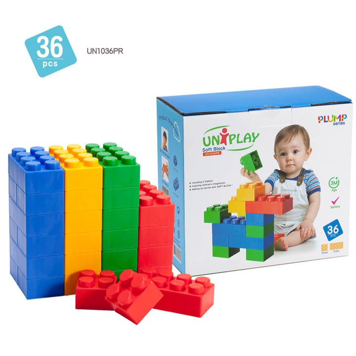 UNiPLAY #UN1036PR PLUMP Jumbo Soft Building Blocks 36pcs for wholesale by UNiPLAY