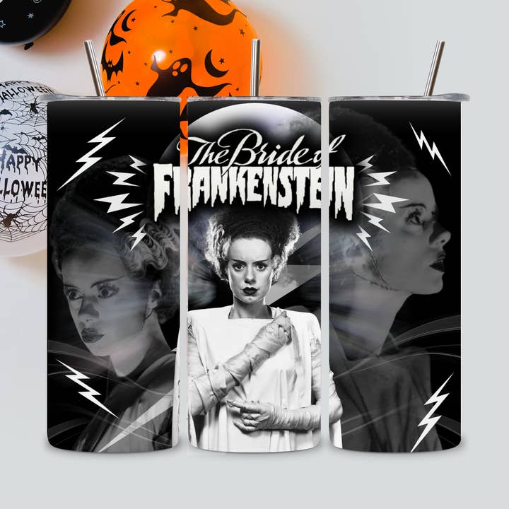 Bride of Frankenstein Tumbler for wholesale by Graveyard Offerings