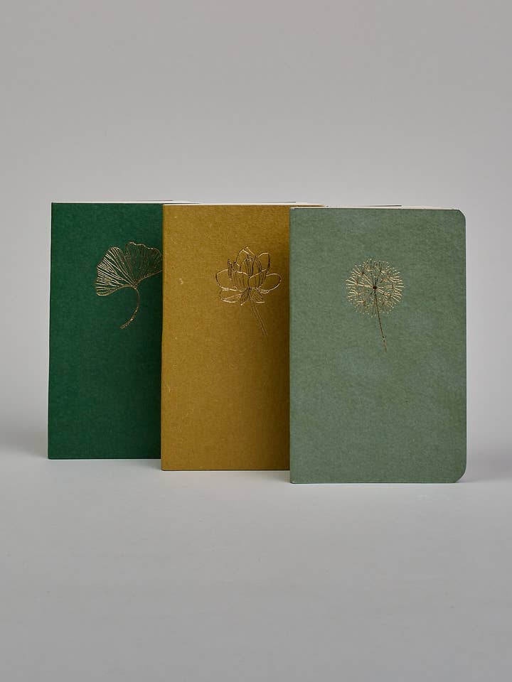 Notizhæfte-sæt bomuldslæder blomster grøn S for engroshandel hos Herzilein-Wien GmbH