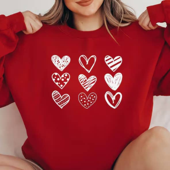 Valentines Hearts Sweatshirt for wholesale by Eleven Fashion