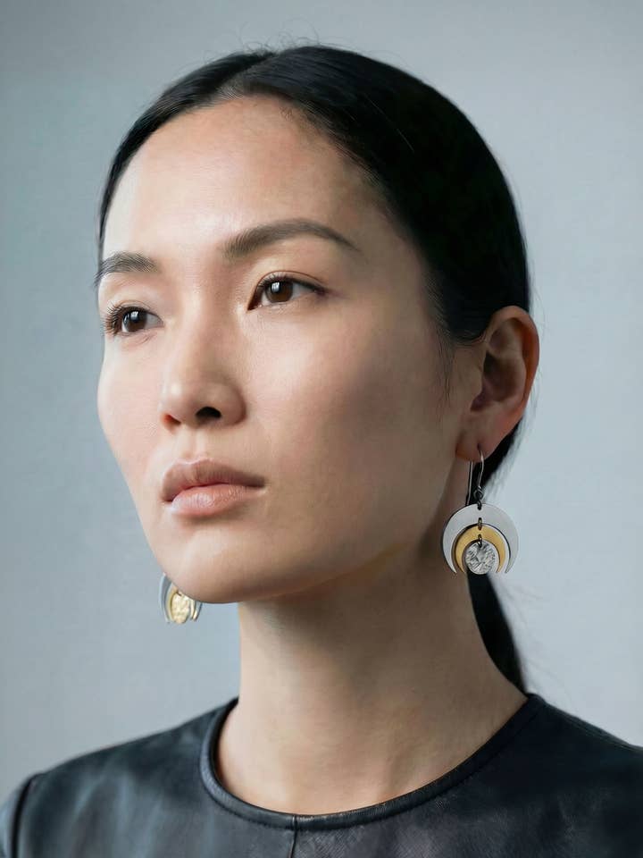 Luna Phase Earrings - 30mm Silver / Gold for wholesale by Lawless