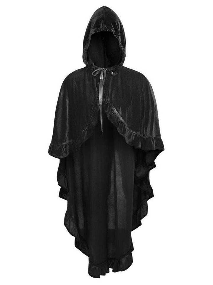 Daisy Corsets - Wholesale Cape - Women's - Black Velvet Hooded Ruffle Cape