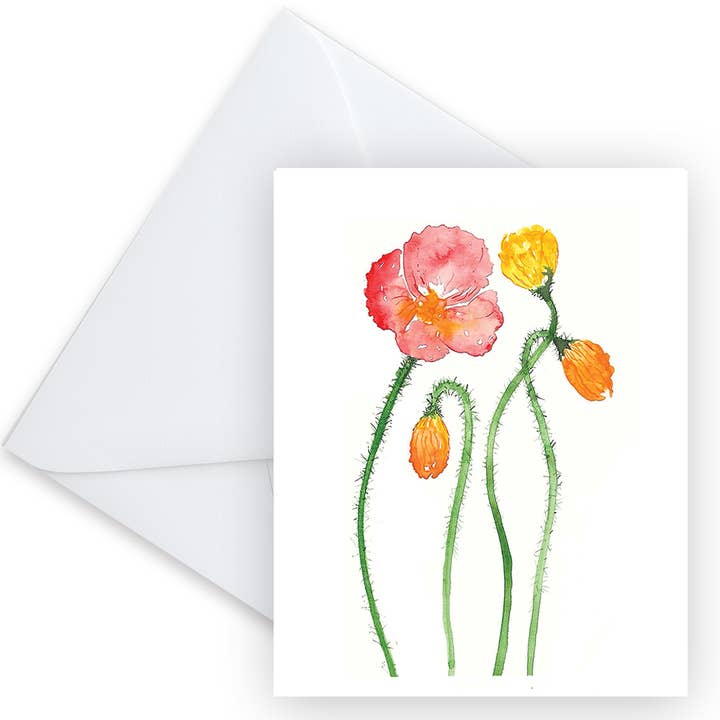 Carte de vœux Coquelicot d'Islande pour la vente par KCM Studio INK