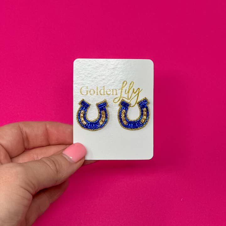 Cowboy Horseshoe Stud Earrings for wholesale by Golden Lily