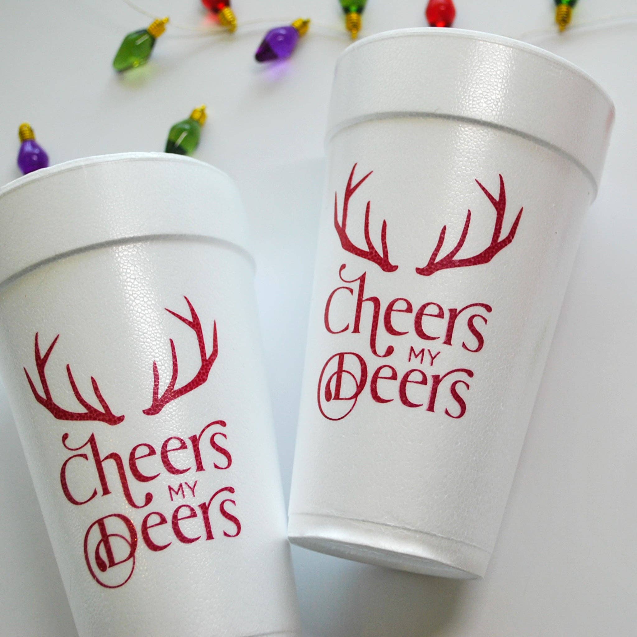 Gatherings by Curated Paperie - Wholesale Disposable Cup - CUP-F-CHRSDEERS-101- Cheers my Deers 20oz. Foam Cups | 10 pack1