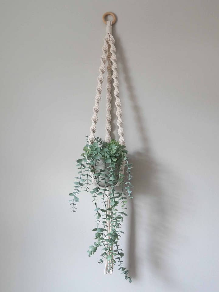 Handmade Macrame Spiral Plant Hanger for wholesale by La Terra Macrame