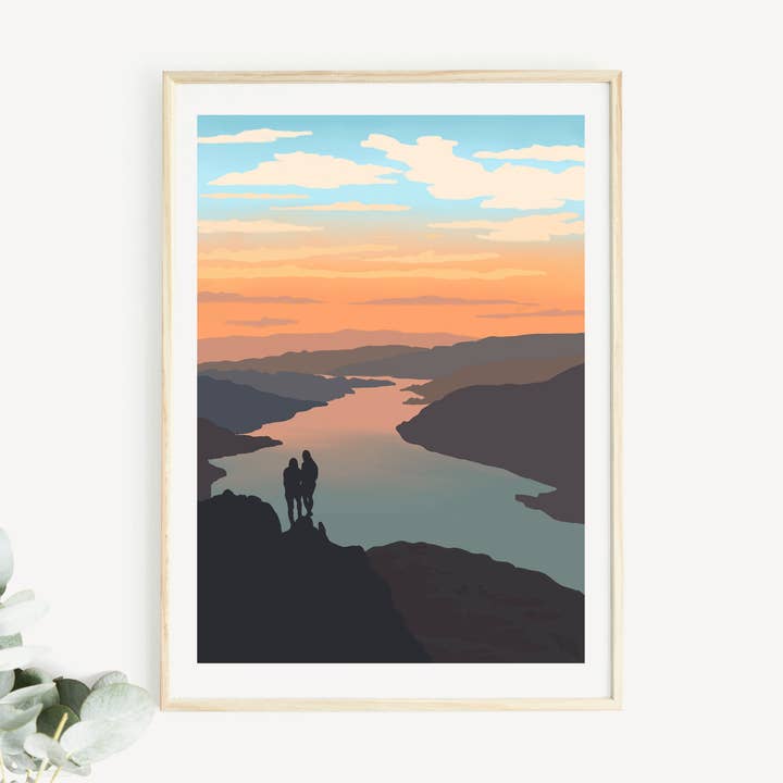 Sunrise over the Lake District A4 Print for wholesale by The Black Pug Press