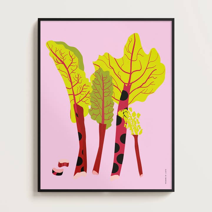 Affiche d'art nordique : Art mural botanique Rhubarbe pour la vente par Luste Illustration