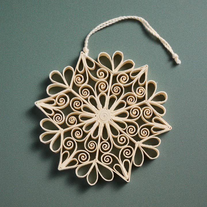 Ten Thousand Villages - Wholesale Ornament - Quilled Cream Snowflake Ornament1