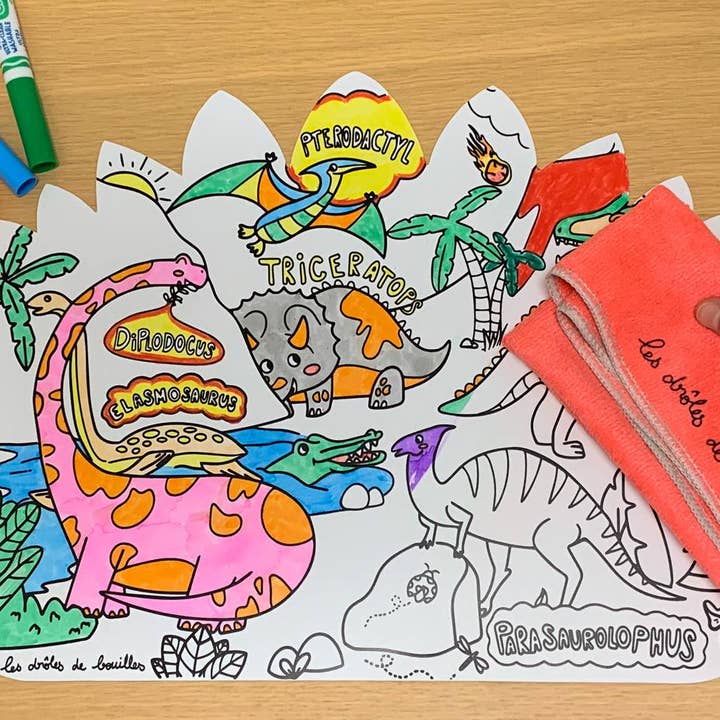 DB Kids - Wholesale Coloring Mat - Kids & Baby - Dino colourable and cleanable placemat for children1