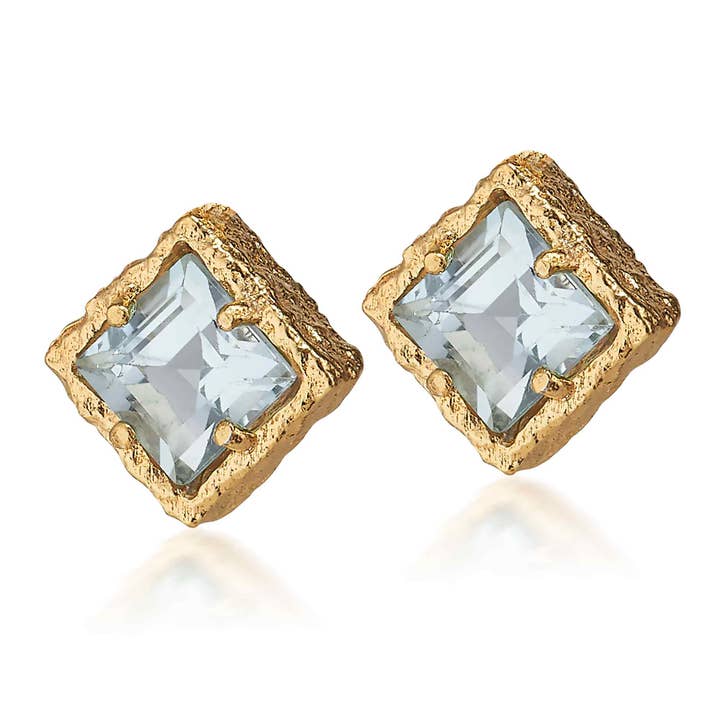 Tachas Vermeil em forma de diamante em água-marinha por atacado de Anatoli Jewelry