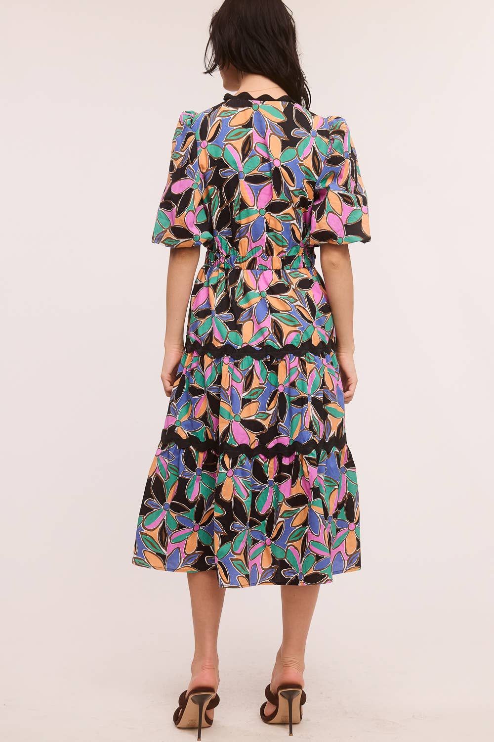 Ultramarine - Wholesale Dress - Women's - Printed Ric-Rac Midi Dress4