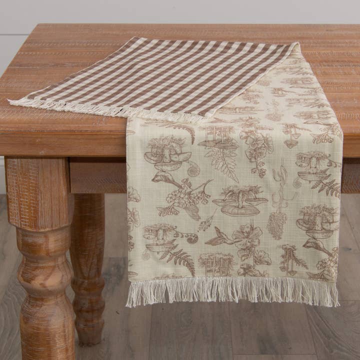 Audrey's Home & Gift - Wholesale Table Runner - Table Runner - Mushroom And Tan Check (PC)