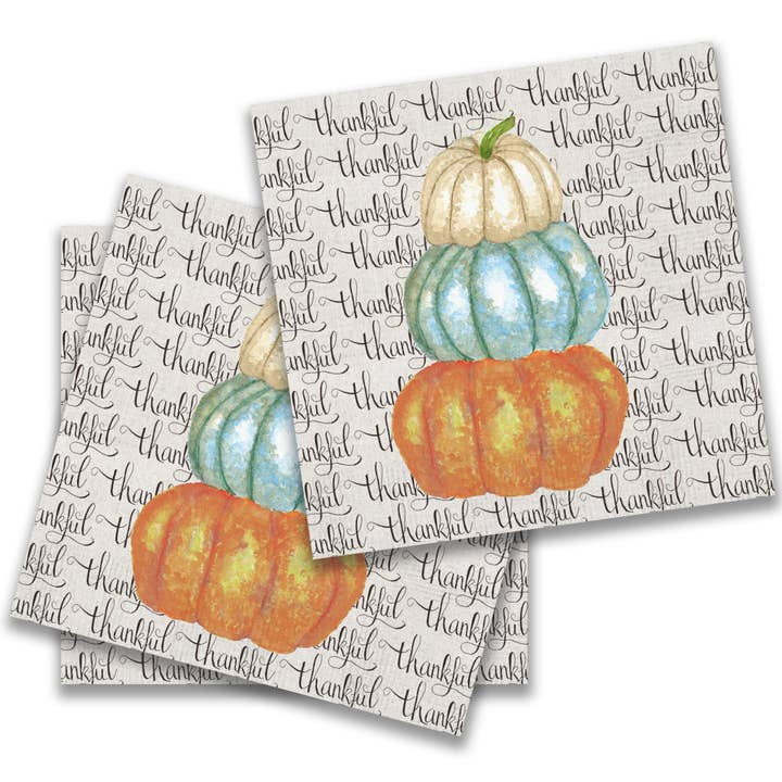 Thankful Pumpkins Cocktail Napkin for wholesale by French Graffiti