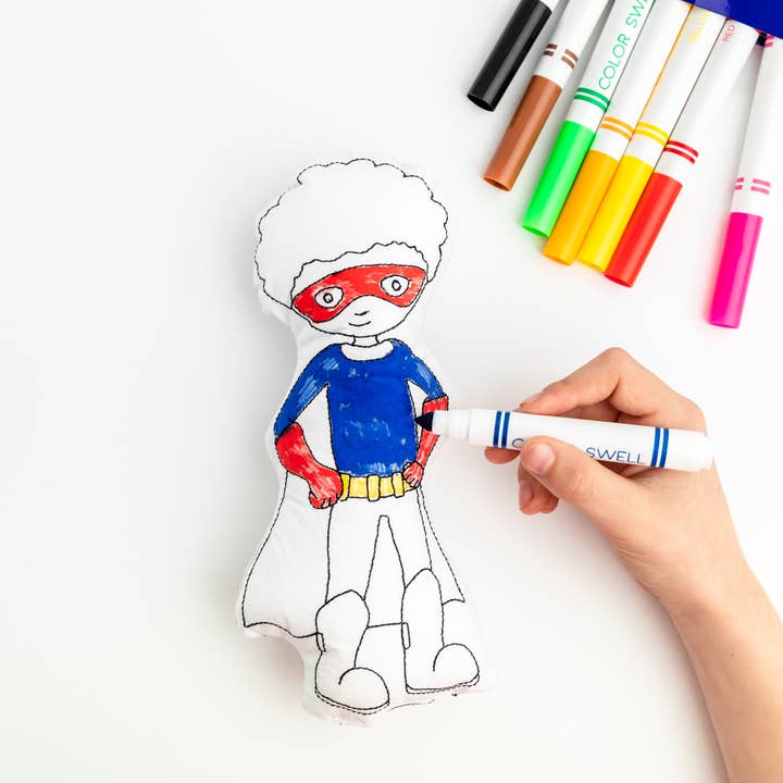 Tiny Owls Gift Co. - Wholesale Doll - Kids - Kids Superhero Color Me Doll Kit (Straight Haired Boy)