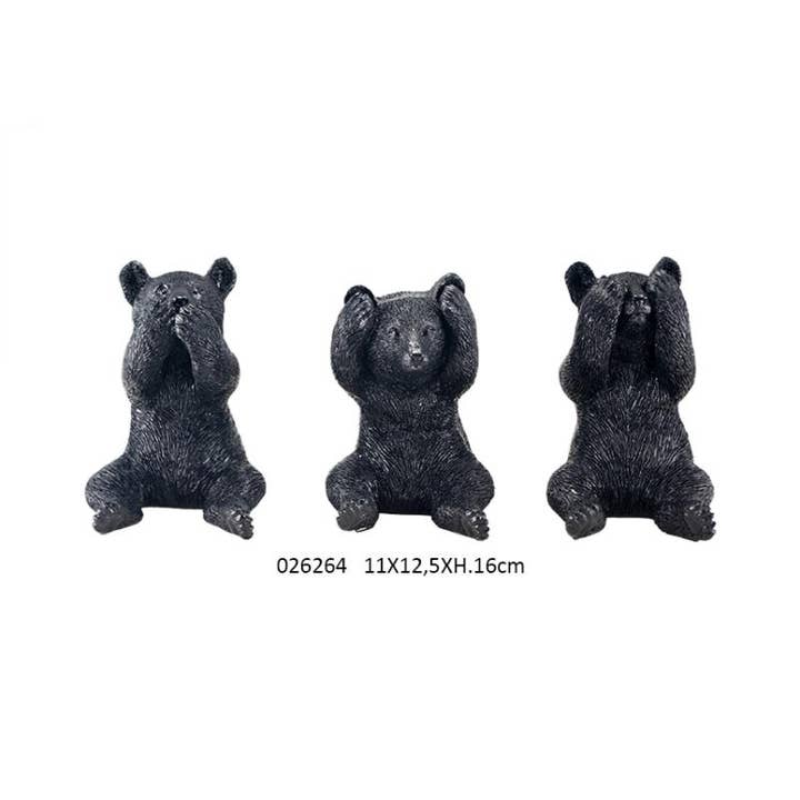 Set of 3 'Meribel' Deco Bears 11 x 12.5 x H. 16 cm for wholesale by Faye