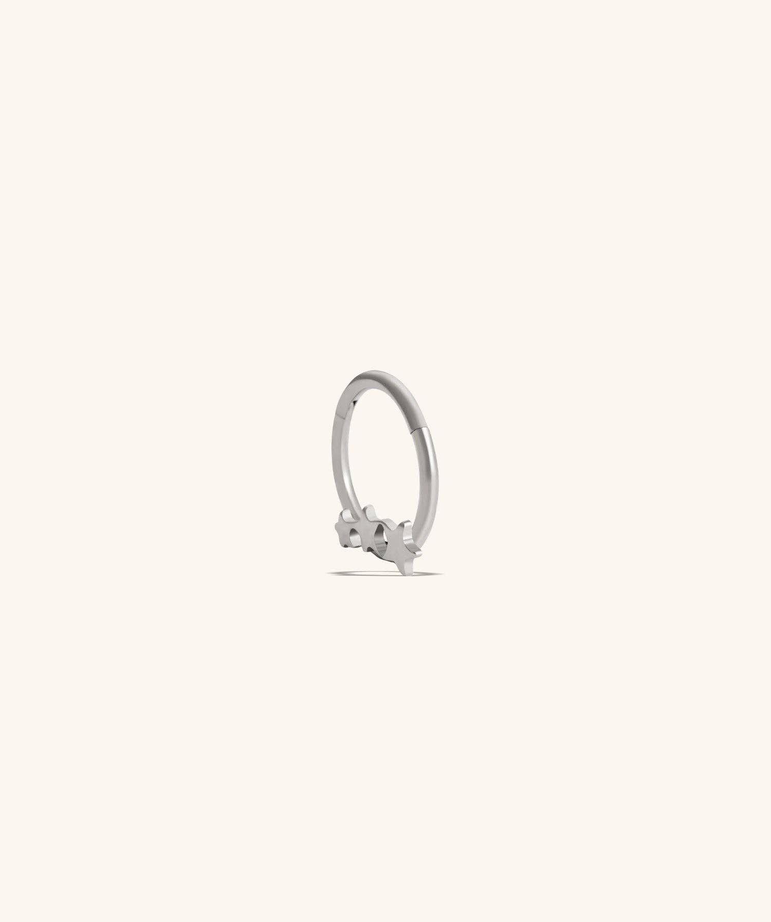 oumo jewelry - Wholesale Single Earring - Titanium Trio Star Clicker Hoop6