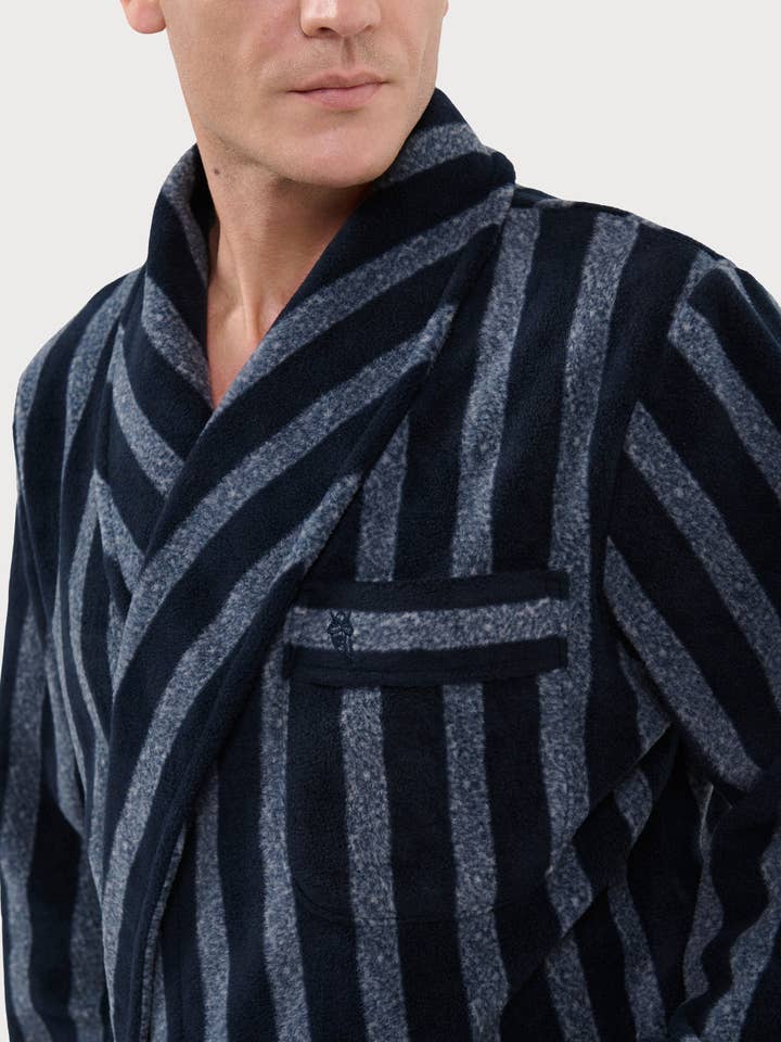 Men's Winter Premium Fleece Robe - Blue 0608 for wholesale on Faire3