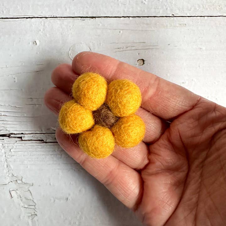 Sewing Seeds Play - Wholesale Decorative Tabletop Object - One Mini Felt Ball Sunflower2