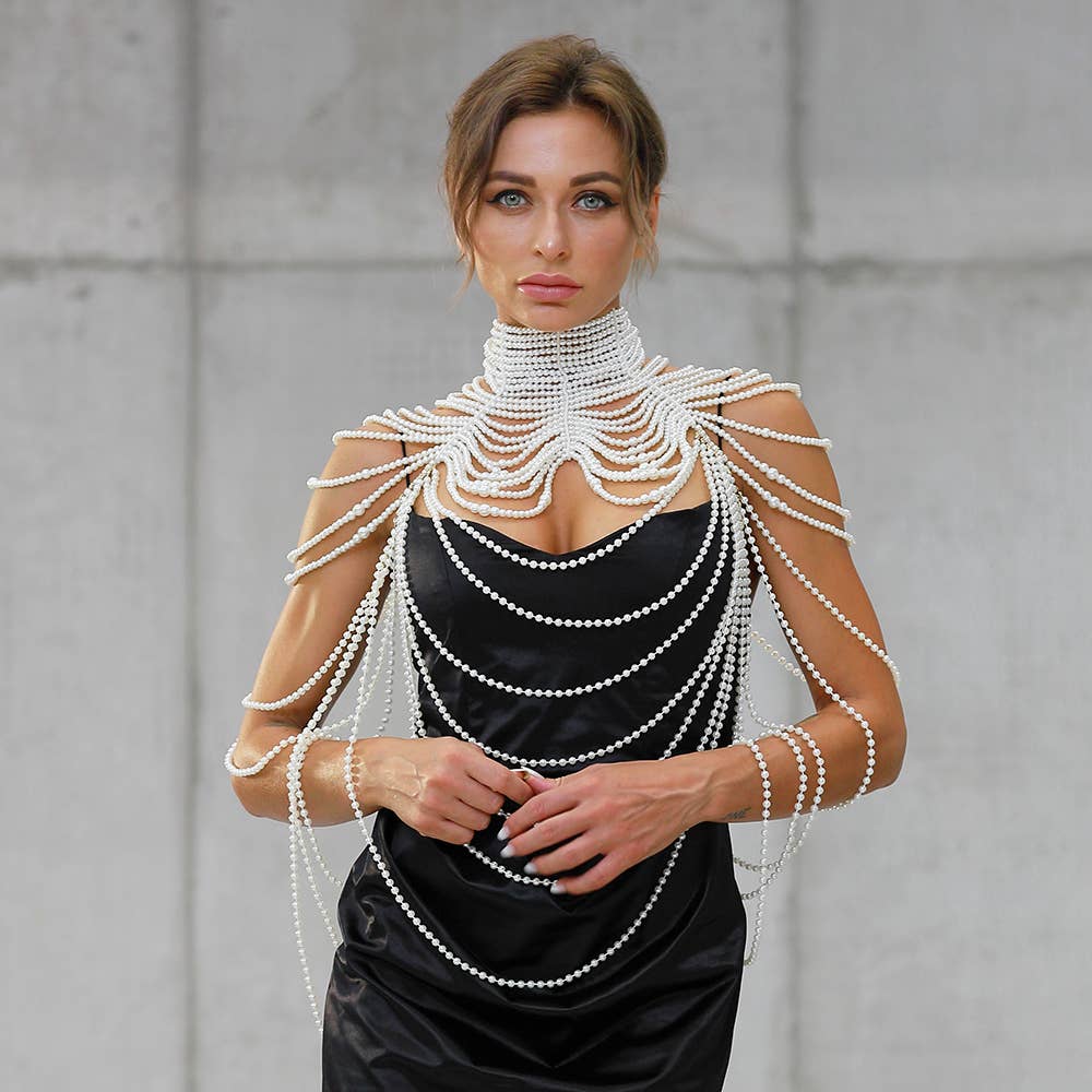 Western Fashion – wholesale Beaded/pearl necklace – 14665 - Cleopatra pearl body jewelry2