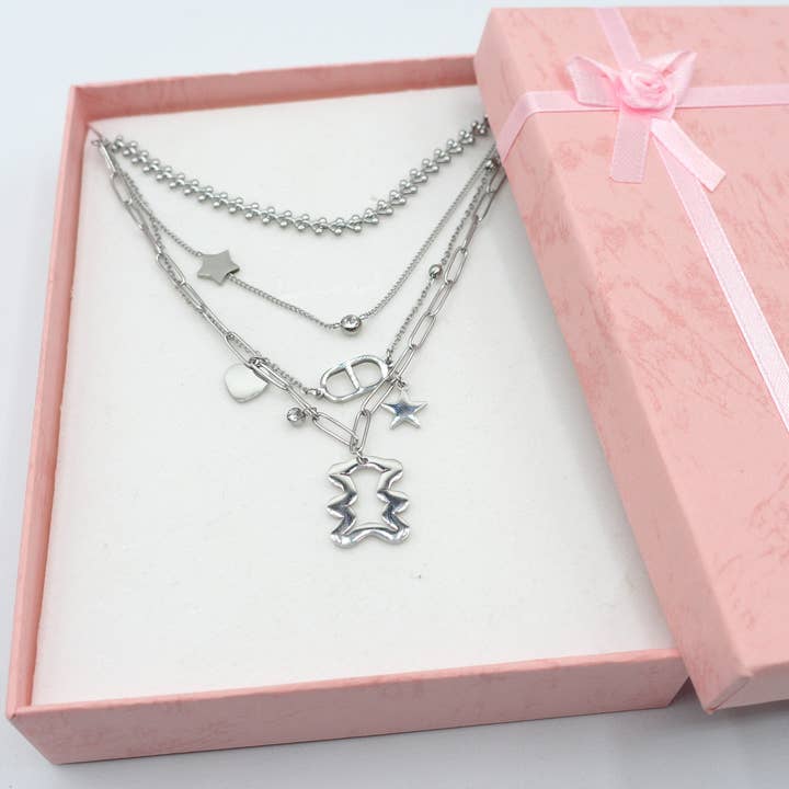 Daemon srls - Wholesale Jewelry Set - ELLIE ~ Set 3 collane abbinate in acciaio inossidabile2