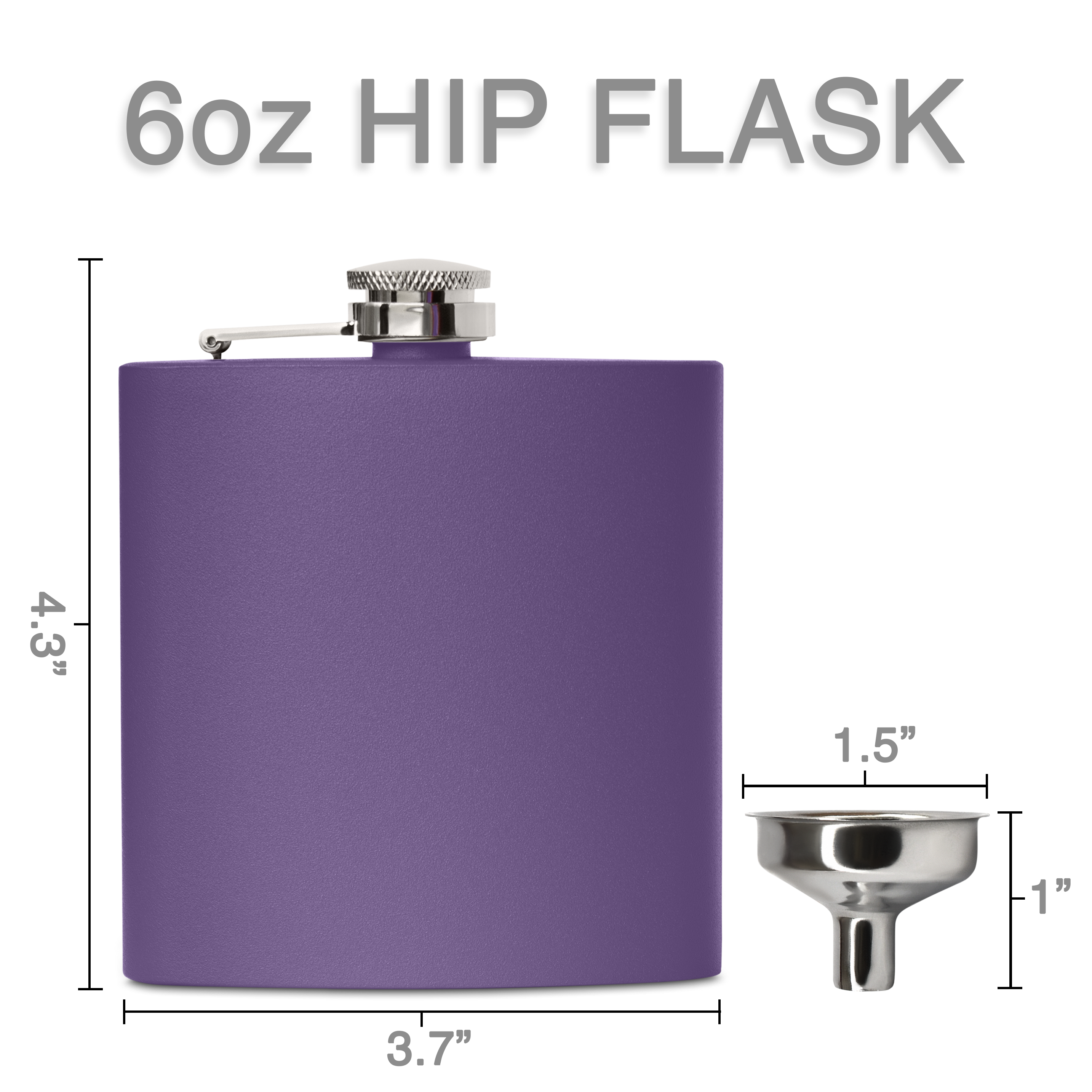 Clear Water Home Goods - Vente Flasque - Flacon à hanche en acier inoxydable de 6 oz avec entonnoir | Flacon revêtu de poudre35