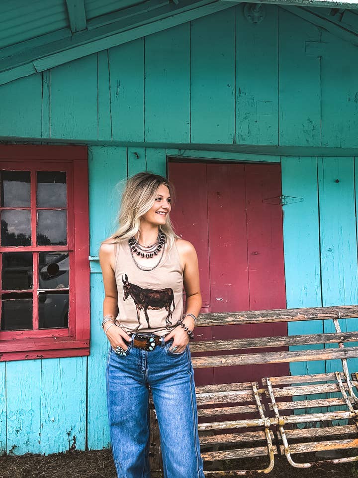 Âne Vintage Vrai Débardeur pour la vente par Hank & Scoot