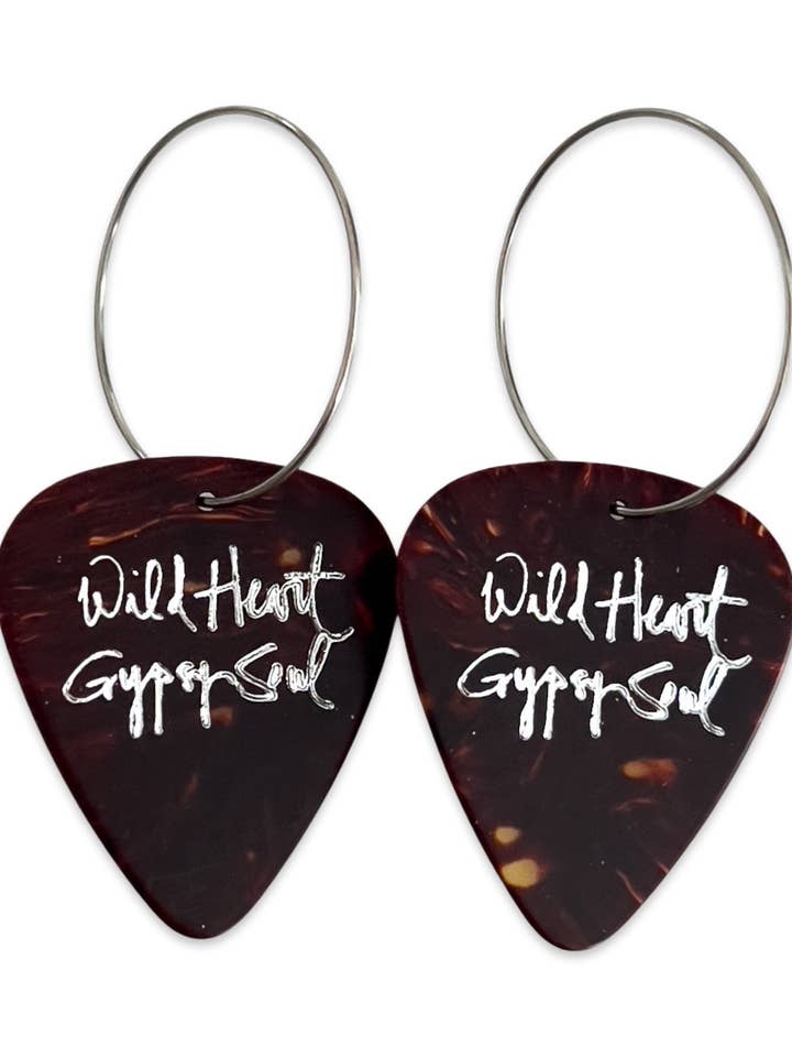 Orecchini a forma di plettro per chitarra Boho Wild Heart Gypsy Soul Tortoise per la vendita all'ingrosso da parte di Groupie Love