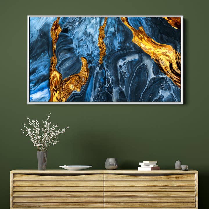 Astratto marmo blu e oro per la vendita all'ingrosso da parte di Meeko Print