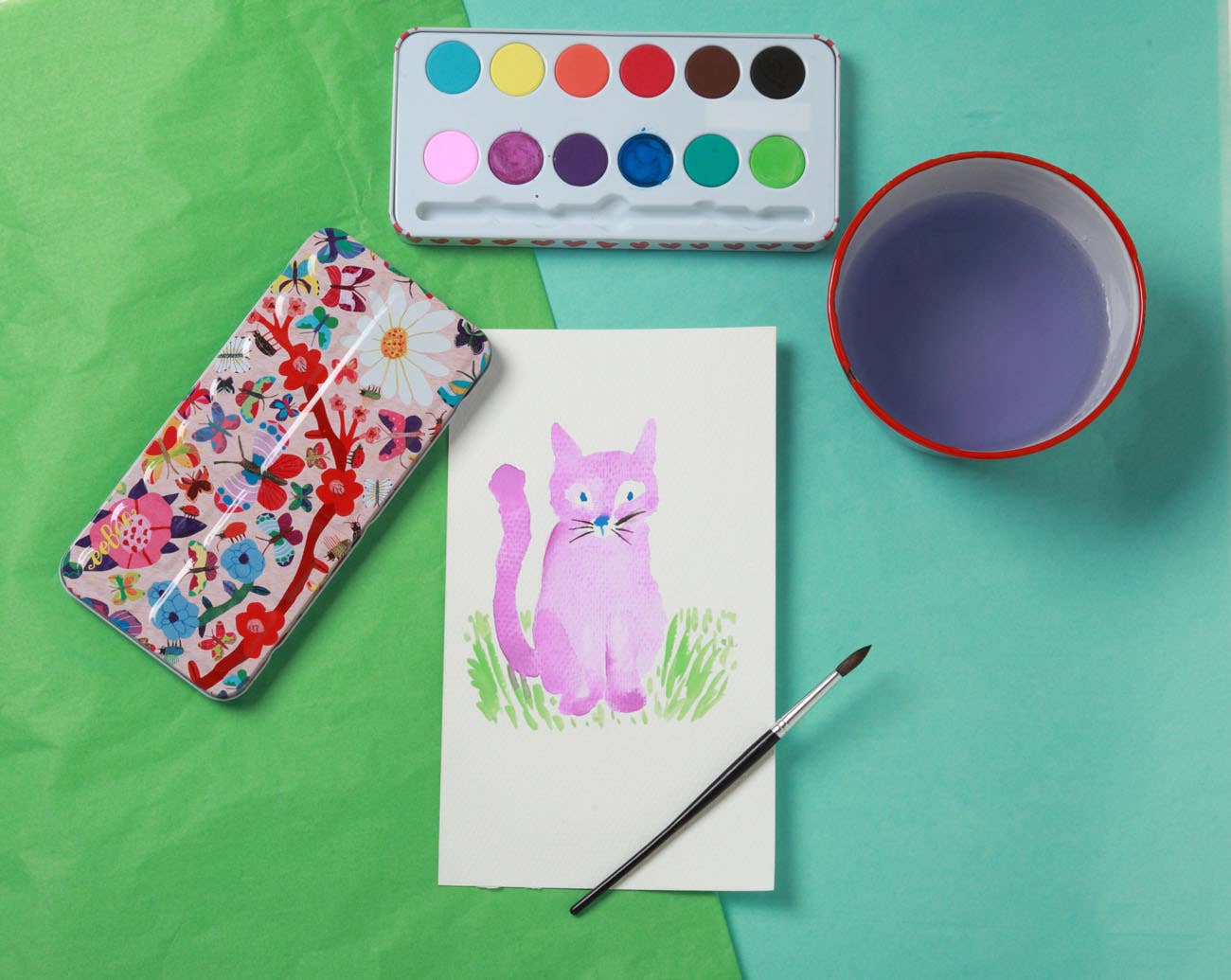 eeBoo - Wholesale Watercolor Paint - Butterflies 12 Watercolors Tin3