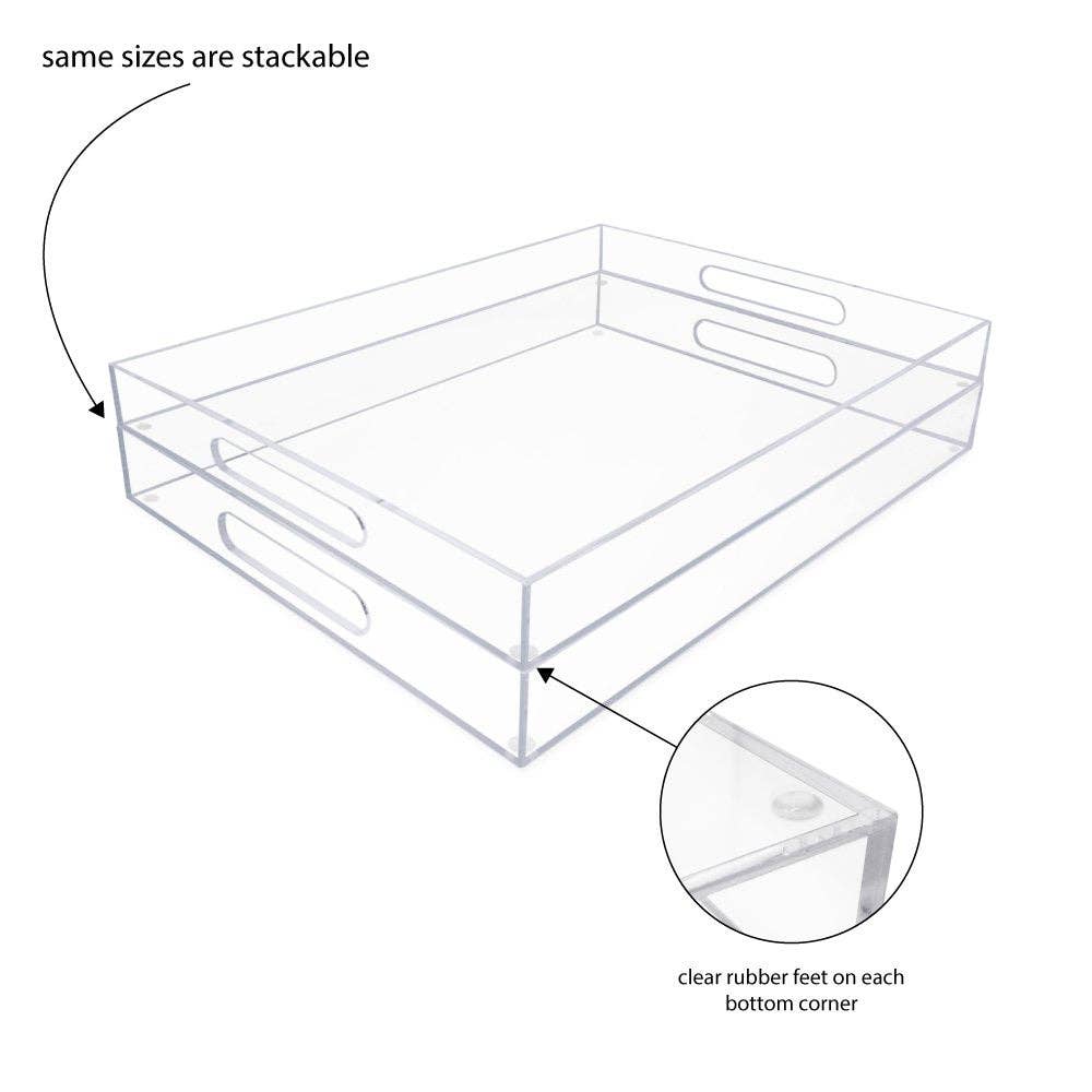 Clair Plateau de service transparent en acrylique avec poignées découpées Isaac Jacobs en vente sur Faire10