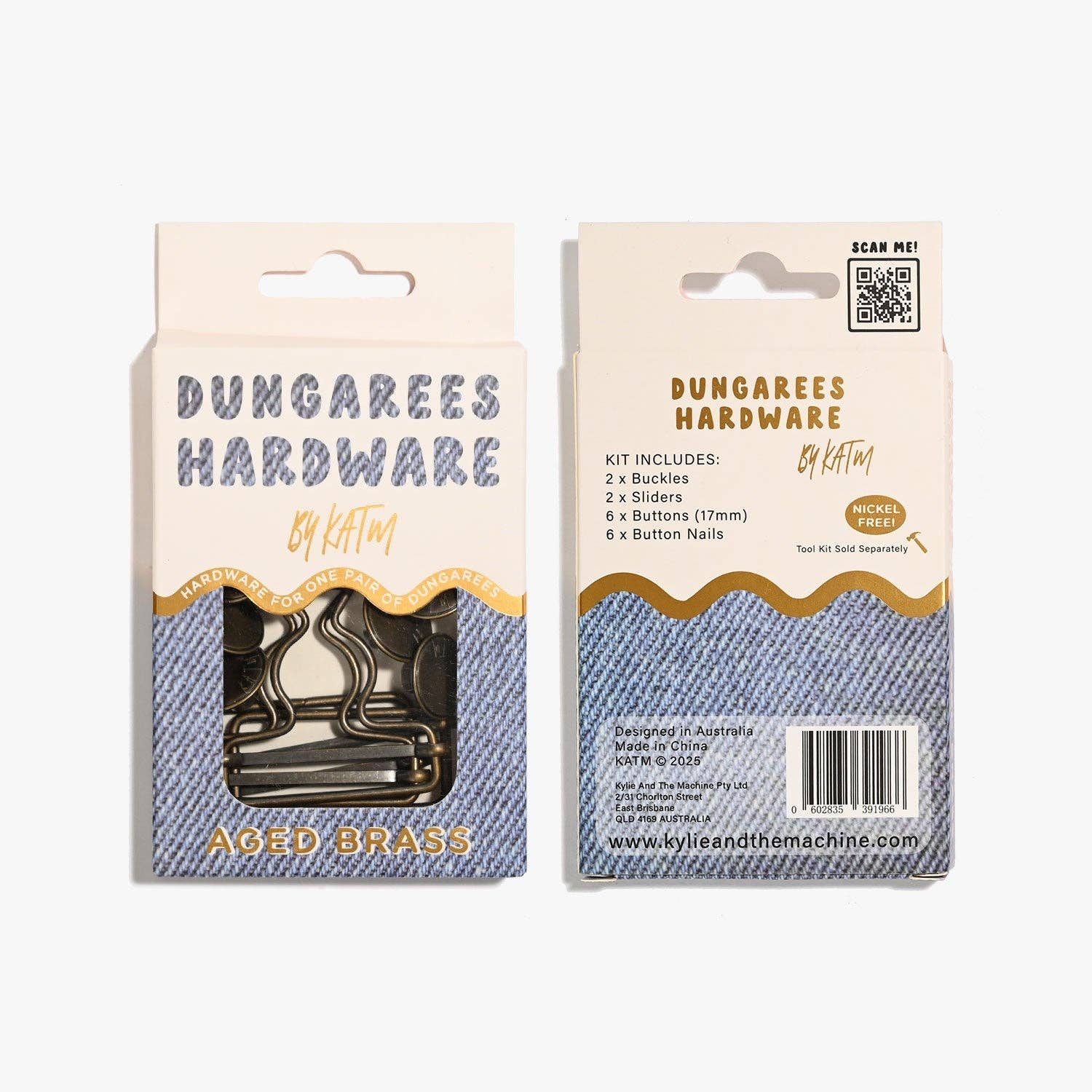 Kylie and The Machine - Wholesale Craft supplies - Dungarees Hardware Kit | Aged Brass4