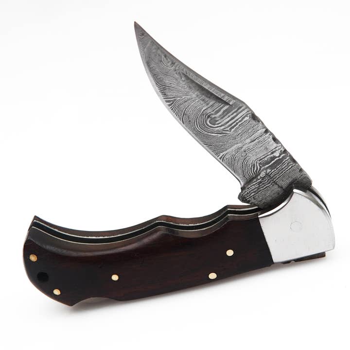 Deer Edge - Wholesale Pocket Knife/Holder - Damascus Folding Knife with Leather sheath for men3