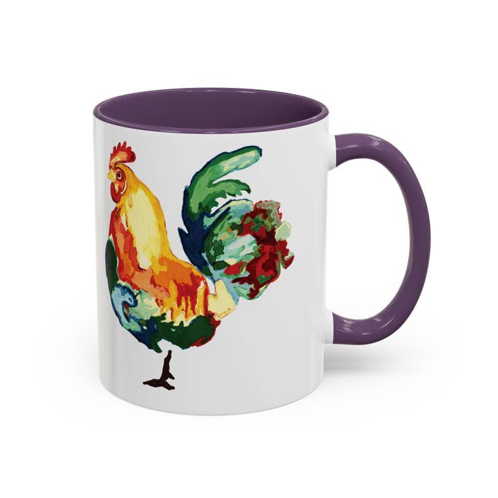 Blue Cava - Wholesale Coffee Mug - Colorful Rooster Two Tone Ceramic Coffee Mug (11oz & 15oz)14