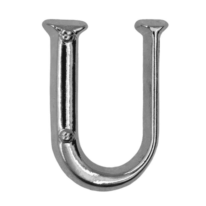 letter u pin silver for wholesale by Godert Amsterdam