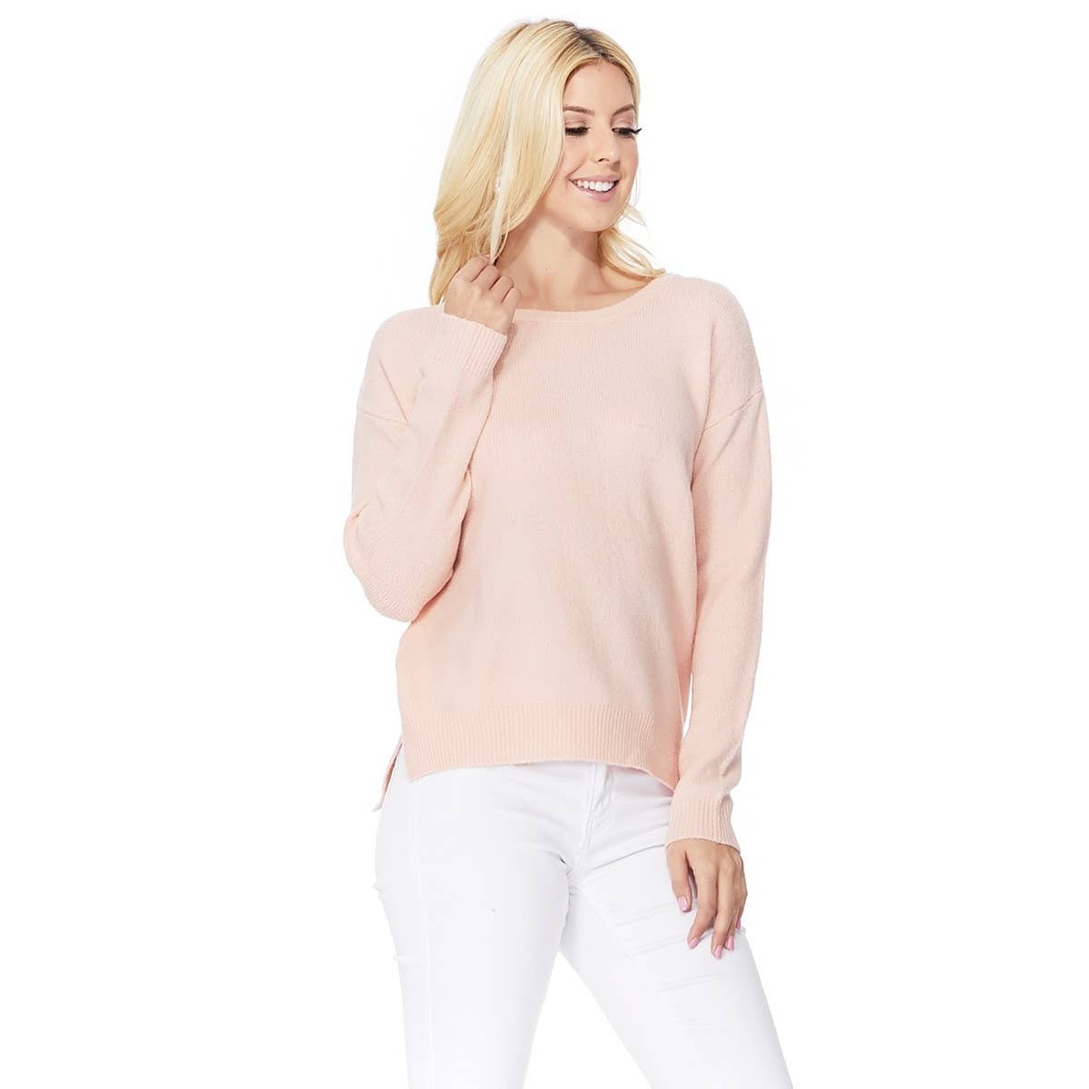 Mak – wholesale Pullovertröja - Dam – Crewneck stickad tröja med sidoslits MK801534