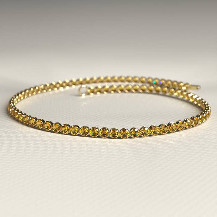 Pulsera de tenis personalizada de citrino en oro amarillo de 14K/18K / Pulsera de piedra de nacimiento de noviembre para venta al por mayor de Evara Jewelry