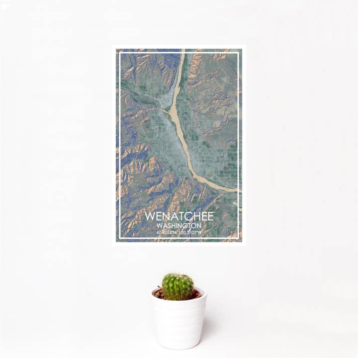 Wenatchee WA Map Print Afternoon for wholesale by JACE.design