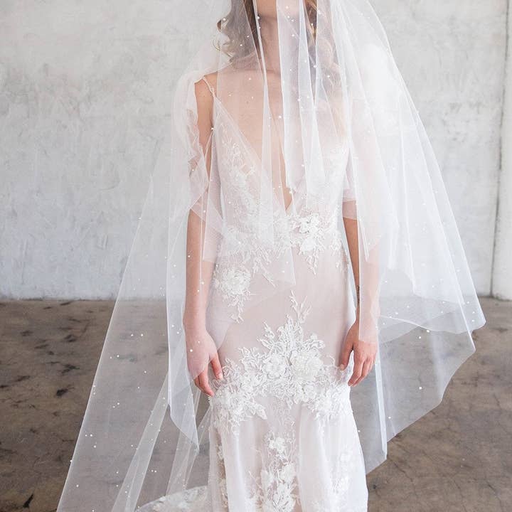 Brides & Hairpins - Wholesale Veil - Women's - DARCY CHAPEL DOUBLE VEIL - WITH SCATTERED PEARLS3