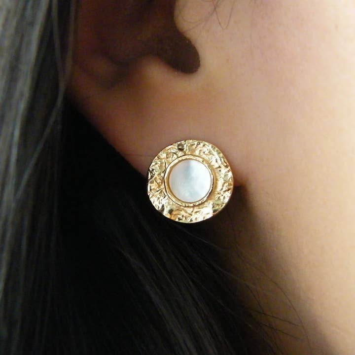 Aurora Mother of Pearl Studs for wholesale by Dara Jewellery