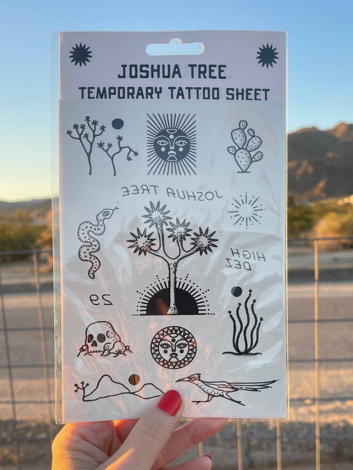 Joshua Tree Temporary Tattoo Sheet for wholesale by Amber Morgan