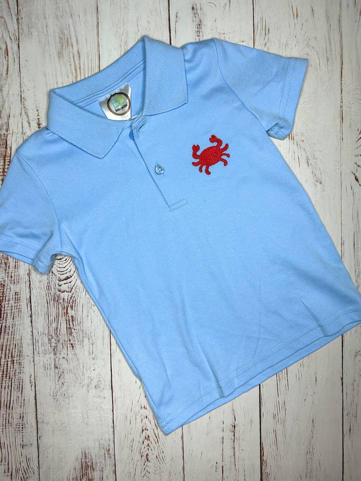 Embroidered Crab Polo Kids Shirt for wholesale by Rea Rea J's