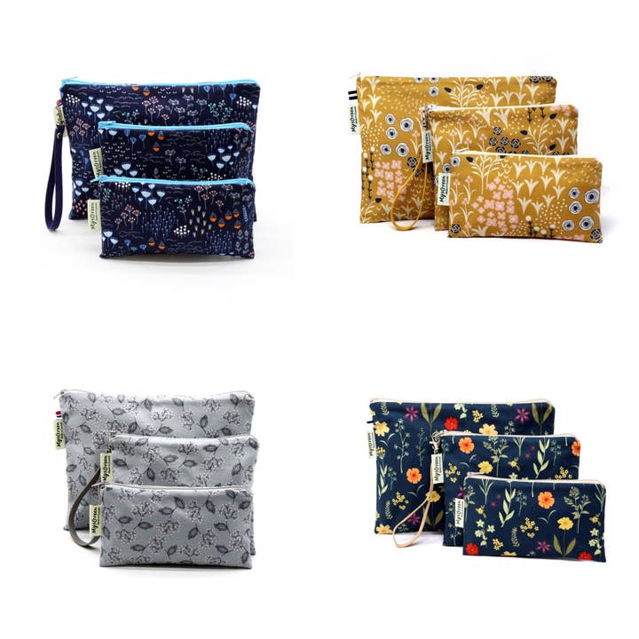 Floral Patterns Reusable Zipper Pouch Sets 06 Daisy Flower for wholesale by MYSGREEN