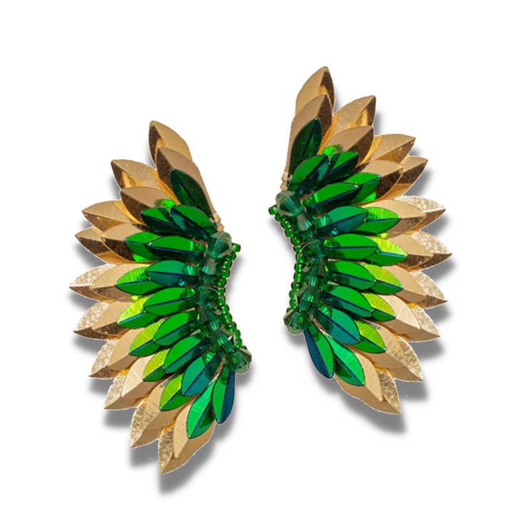 Small Wing Earrings-Green Gold for wholesale by VANI TRAPANI