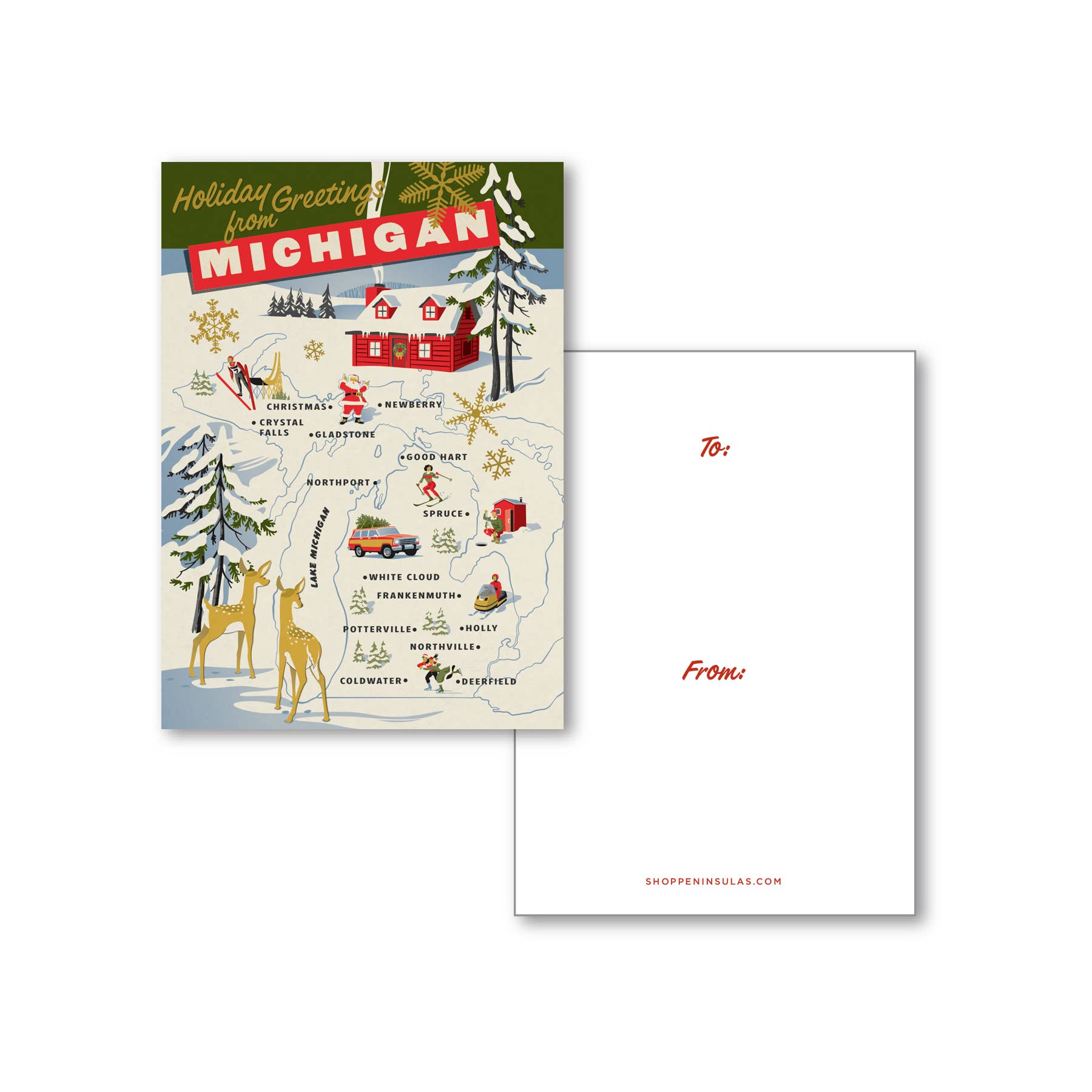 Peninsulas - Wholesale Season's Greetings Card - Holiday Greetings from Michigan Gift Enclosure Cards1