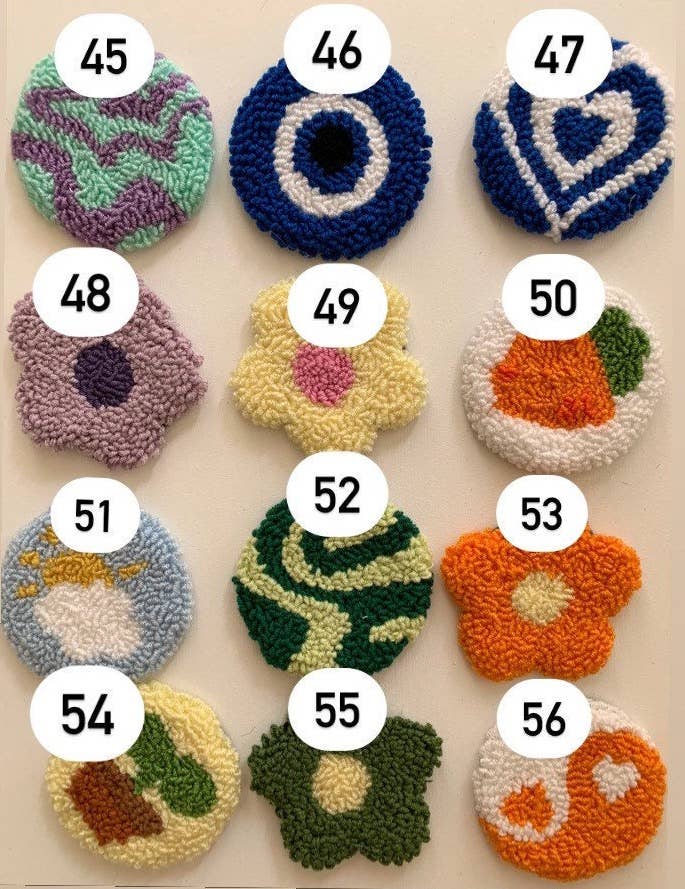 MUUDLAND – wholesale Car coaster – women's – Punch Needle Car Coaster, Tufted Car Coaster, Set Of 24