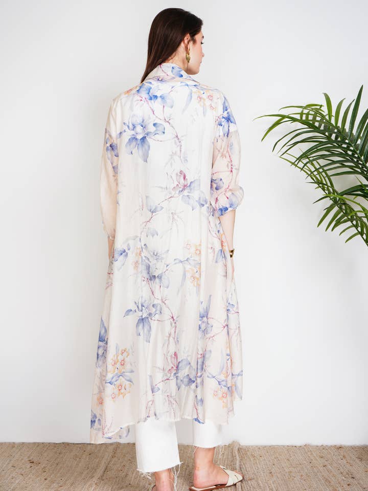 NOELINE - Wholesale Dress - Women's - Long printed tencel shirt dress 2508-8